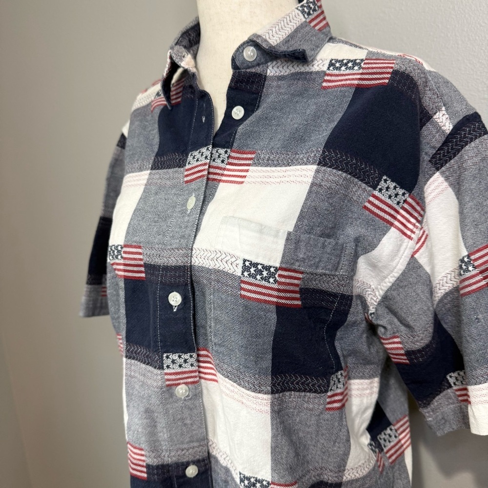Company One Petites Patriotic Plaid Button-Up Shirt - Picture 2 of 5